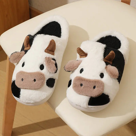 Cute Cow Slippers for Women - Cozy Indoor Footwear